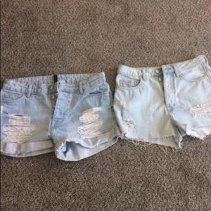 2 H&M denim distressed shorts size 6 {2 pairs}!!!